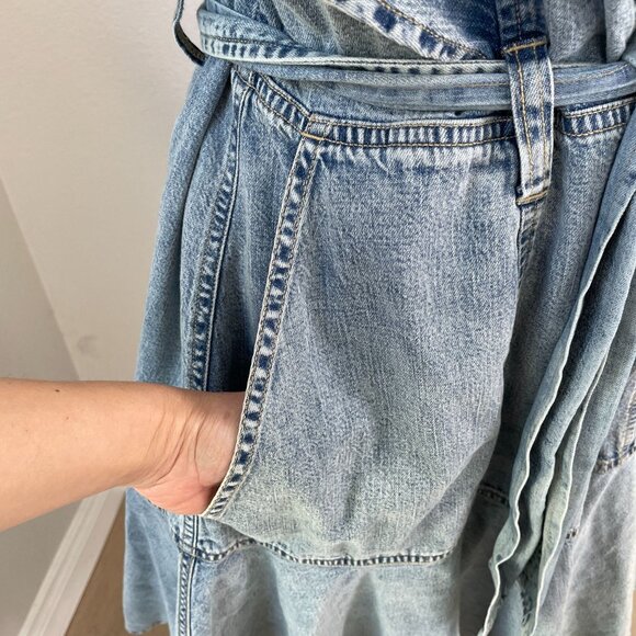 Lauren Ralph Lauren Womens 16 Dress Belted Denim Flutter Sleeve Shirtdress - Picture 9 of 13